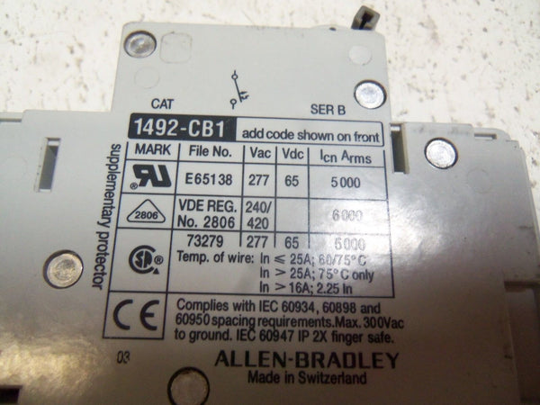 ALLEN BRADLEY 1492-CB1H050 SER. B CIRCUIT BREAKER 5A UNMP