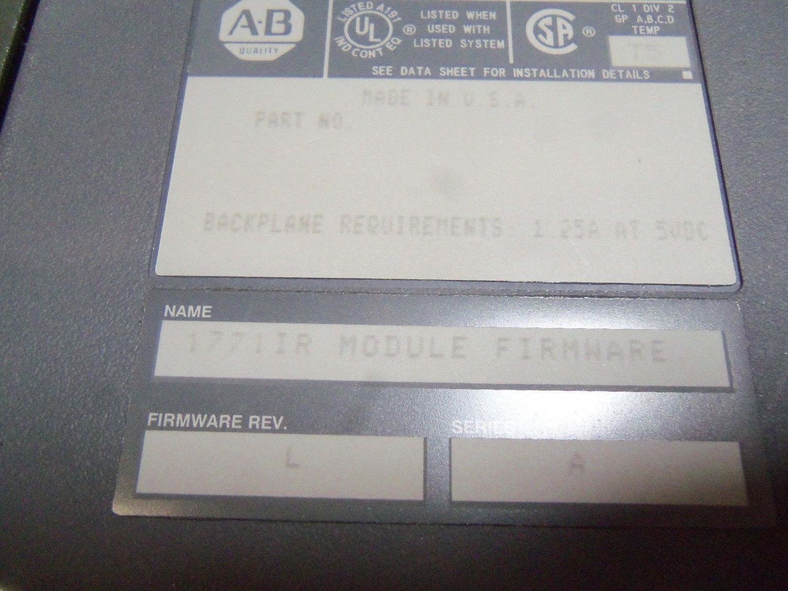 ALLEN BRADLEY 1770-IR SERIES A UNMP