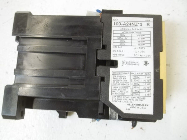 ALLEN BRADLEY 100-A24NZ243 SER. B CONTACTOR 24VDC UNMP
