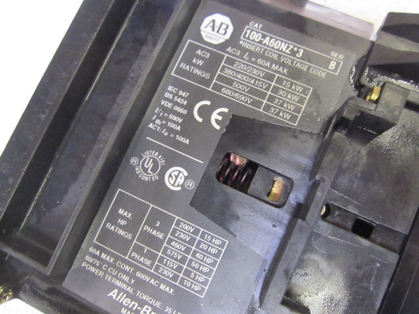 ALLEN BRADLEY 100-A60NZ243 SER. B CONTACTOR 24VDC UNMP