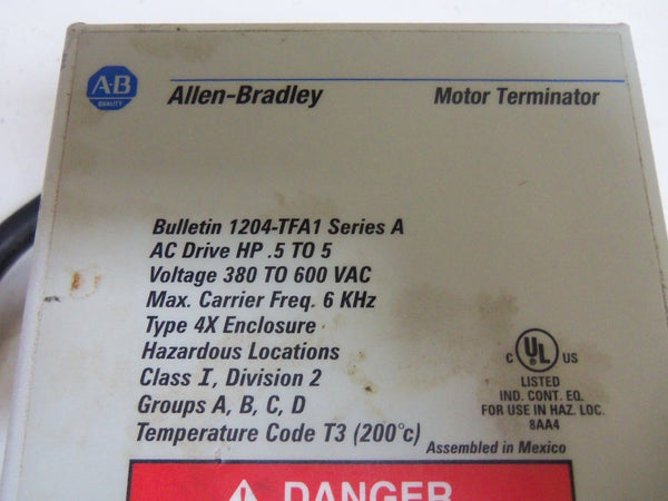 ALLEN BRADLEY 1204-TFA1 SERIES A AC MOTOR TERMINATOR UNMP