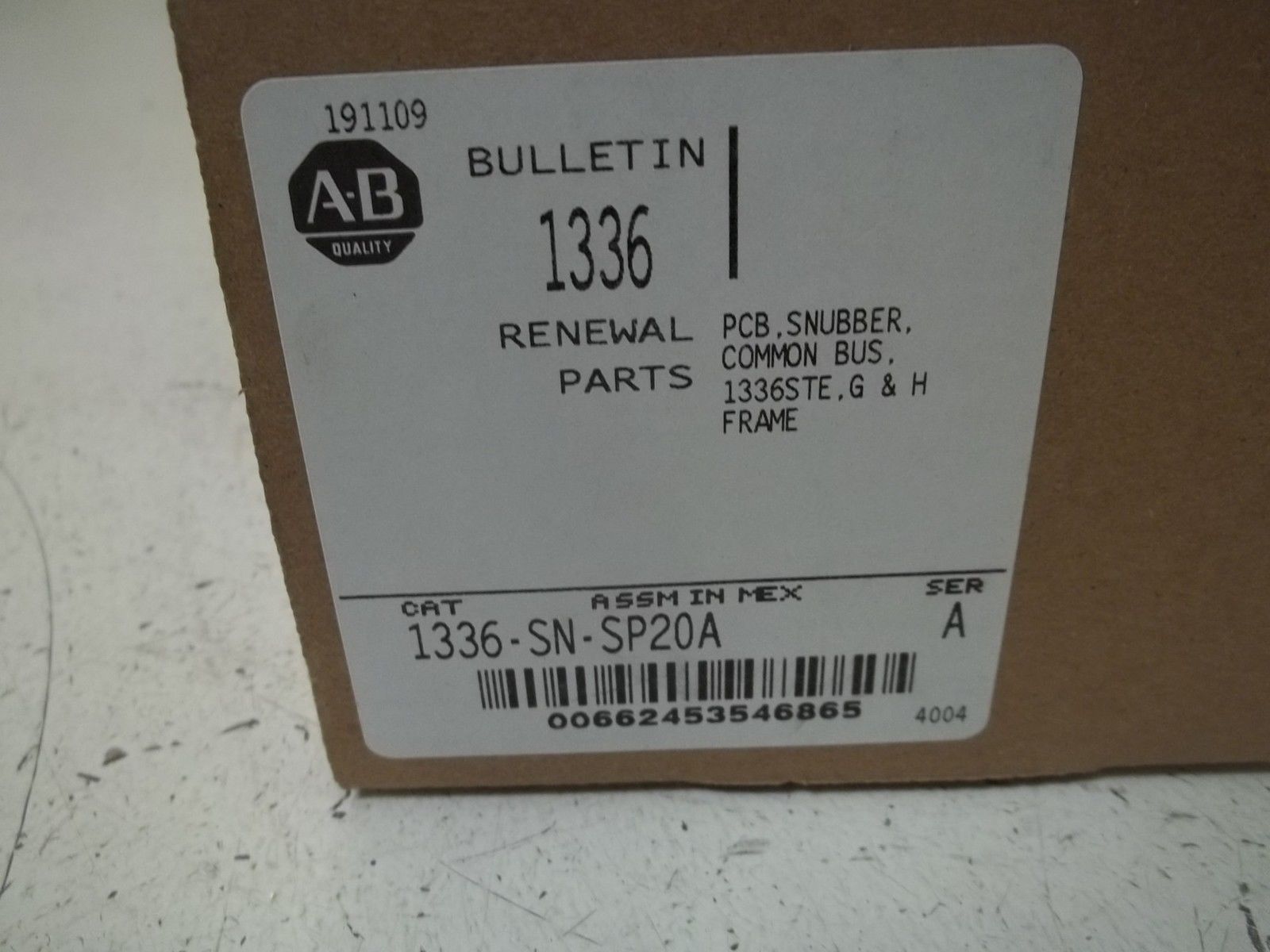 ALLEN BRADLEY 1336-SN-SP20A SER. A PCB, SNUBBER, COMMON BUS NSFS