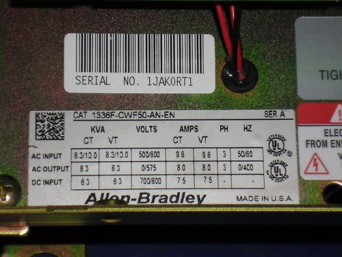 ALLEN BRADLEY 1336F-CWF50-AN-EN SER. A AC DRIVE NSNP