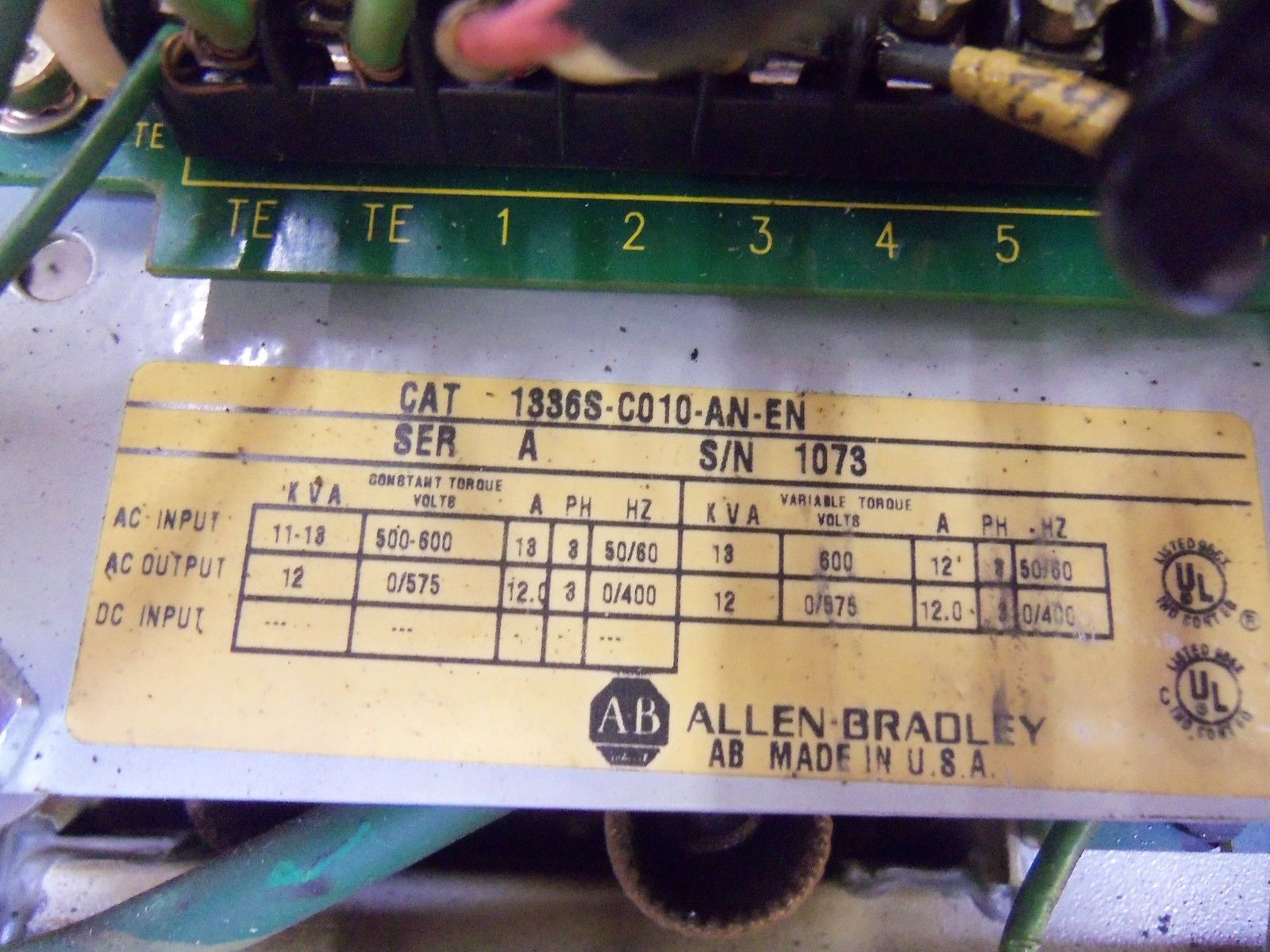 ALLEN BRADLEY 1336S-C010-AN-EN SER. A AC DRIVE UNMP