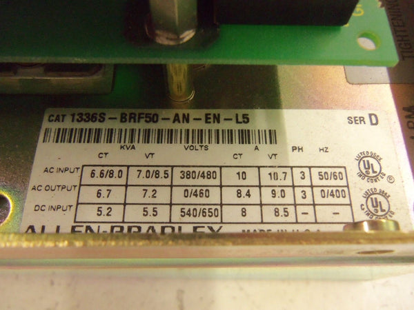 ALLEN BRADLEY 1336S-BRF50-AN-EN-L5 SERIES D AC DRIVE UNMP