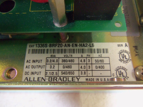ALLEN BRADLEY 1336S-BRF20-AN-EN-HA2-L6 SERIES A AC DRIVE NSNP