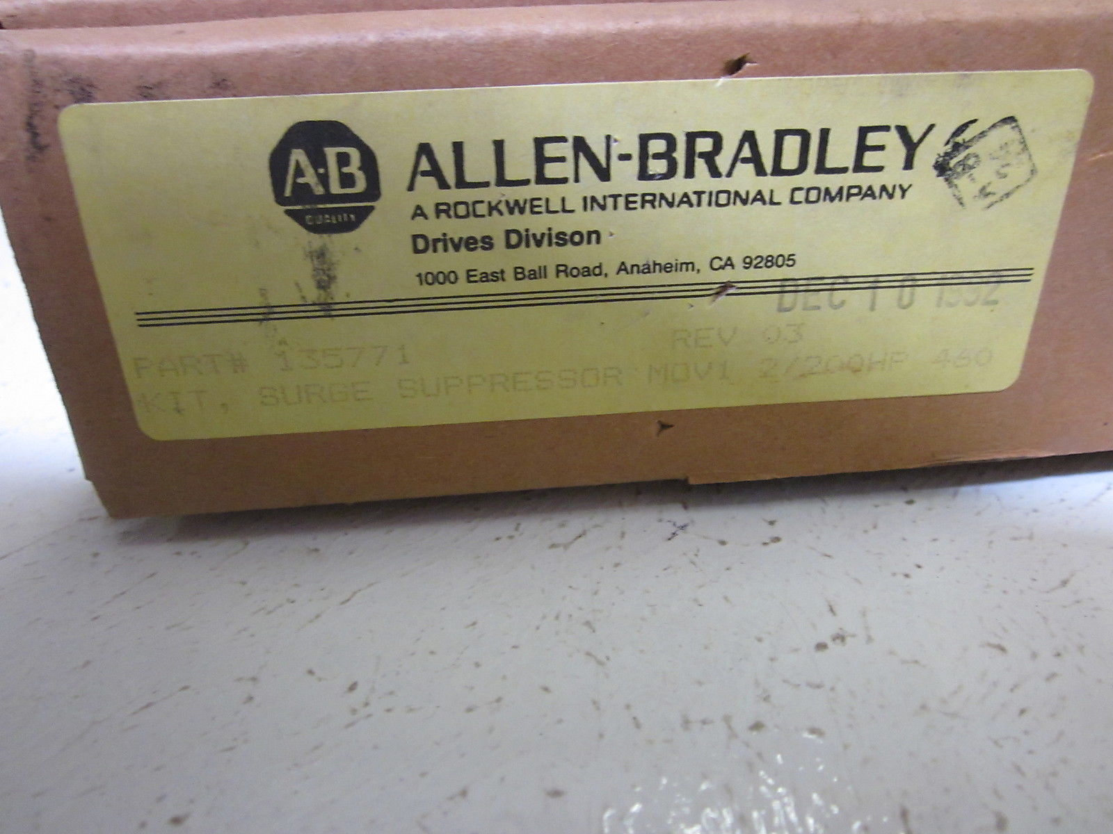 ALLEN BRADLEY 135771 REV.03 SUREGE SUPPRESSOR KIT NSMP