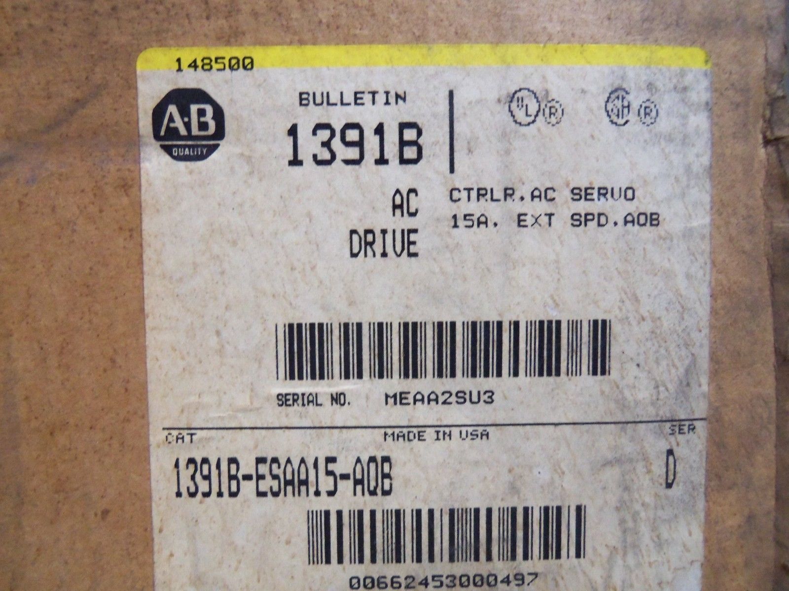 ALLEN BRADLEY 1391B-ESAA15-AQB SER. D SERVO CONTROLLER NSMP