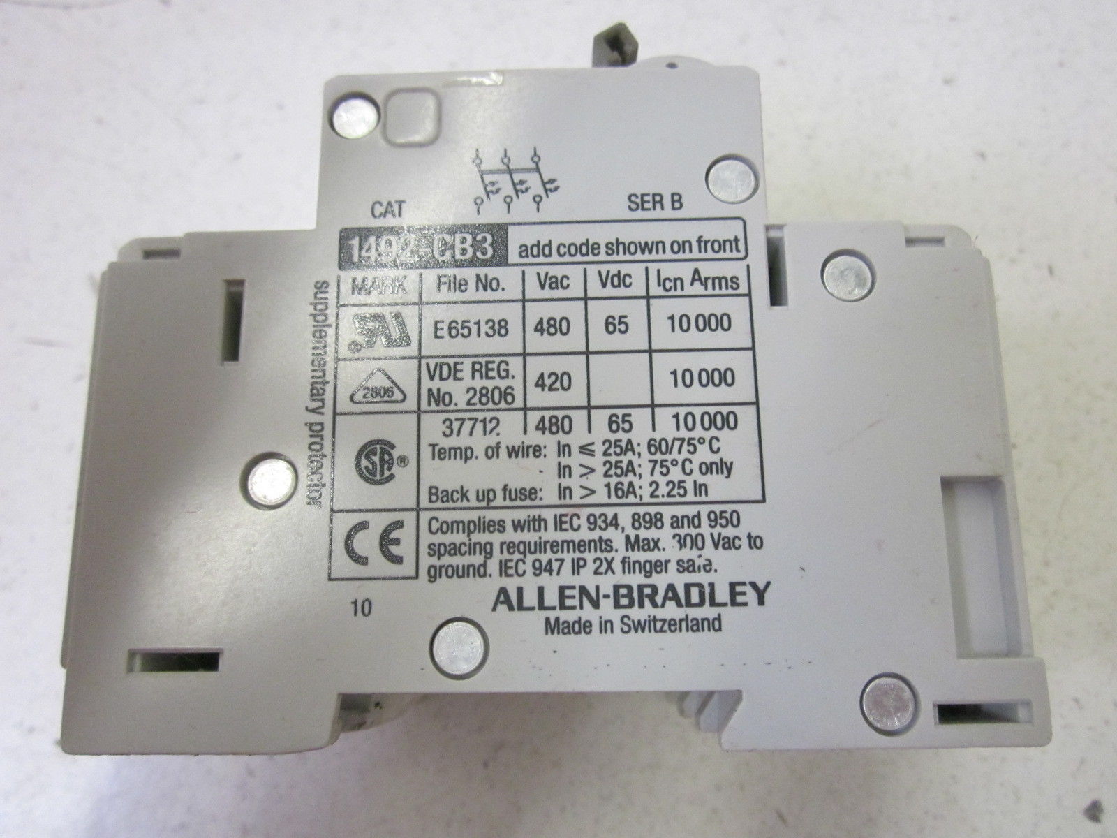 ALLEN BRADLEY 1492-CB3G050 SER. B 5A NSNP