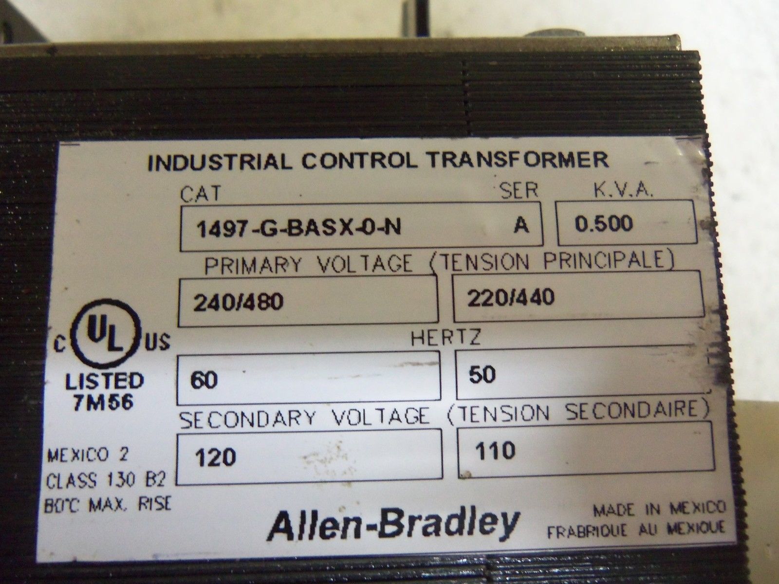 ALLEN BRADLEY 1497-G-BASX-0-N SERIES A TRANSFORMER UNMP