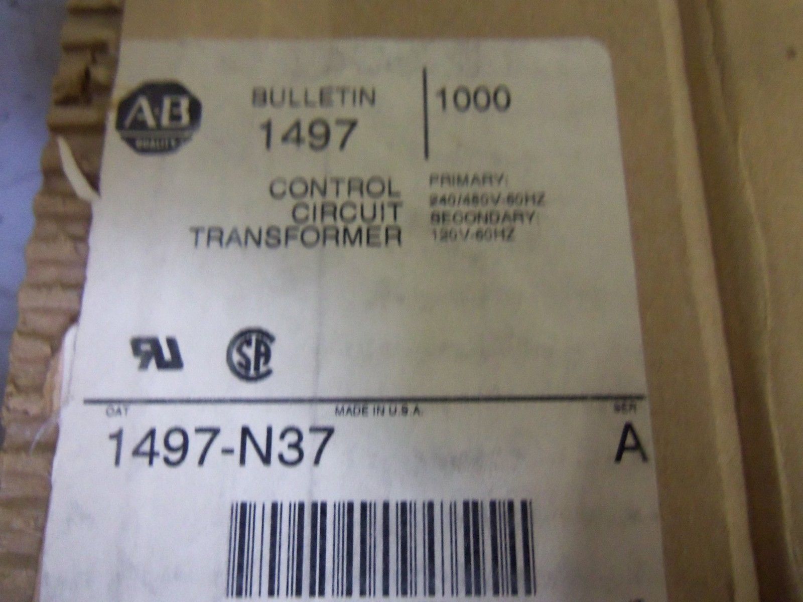 ALLEN BRADLEY 1497-N37 SERIES A TRANSFORMER NSMP