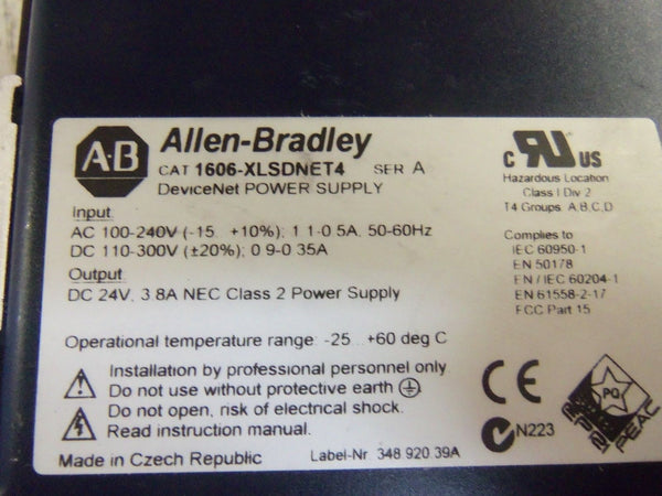 ALLEN BRADLEY 1606-XLSDNET4 SERIES A POWER SUPPLY UNMP