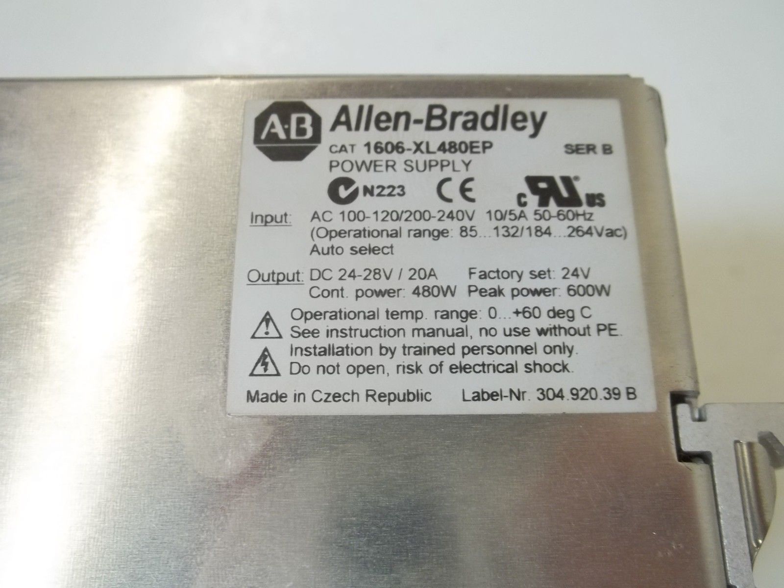 ALLEN BRADLEY 1606-XL480EP SER.B POWER SUPPLY UNMP