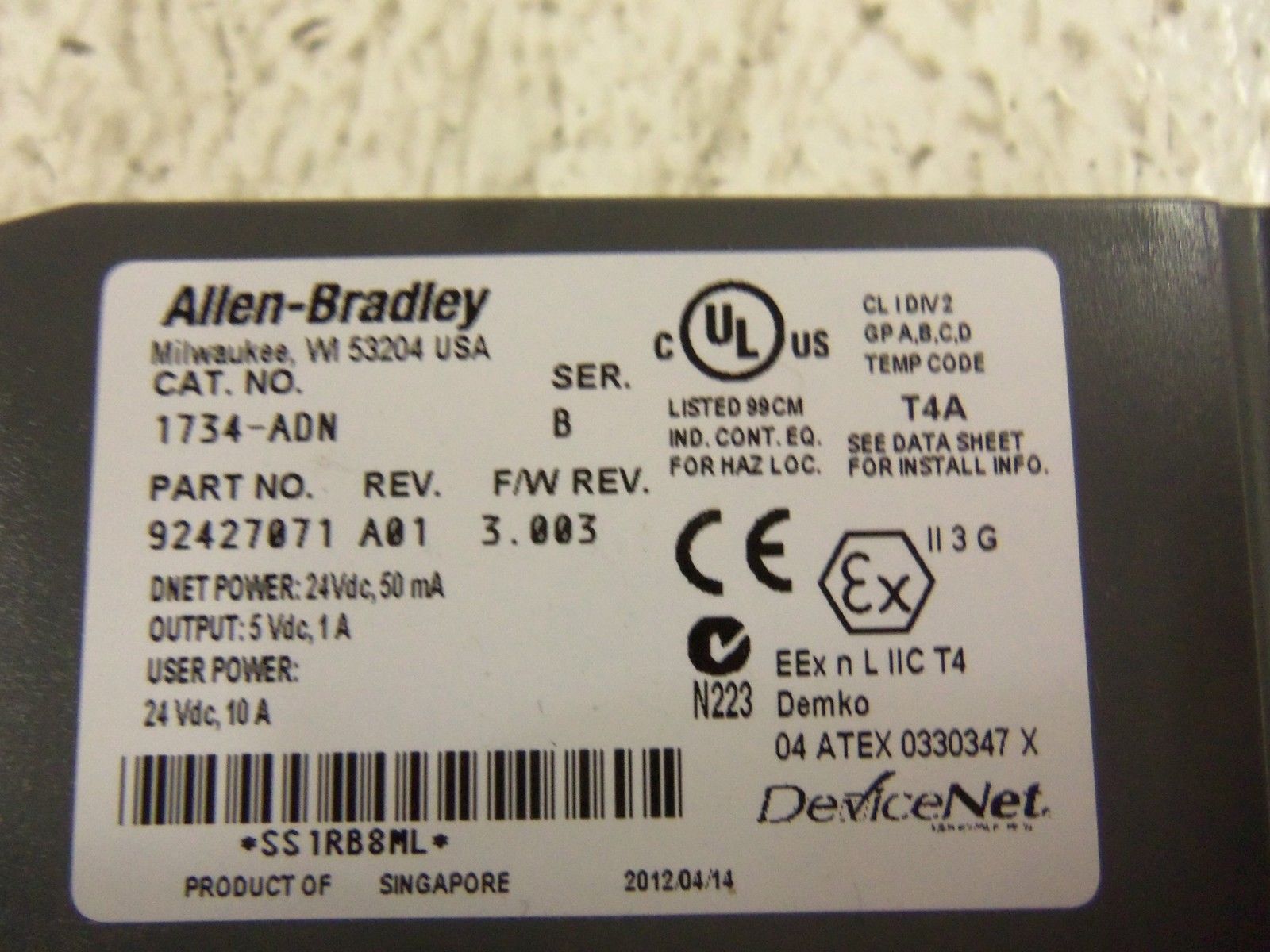 ALLEN BRADLEY 1734-ADN SER. B F/W 3.003 NSNP