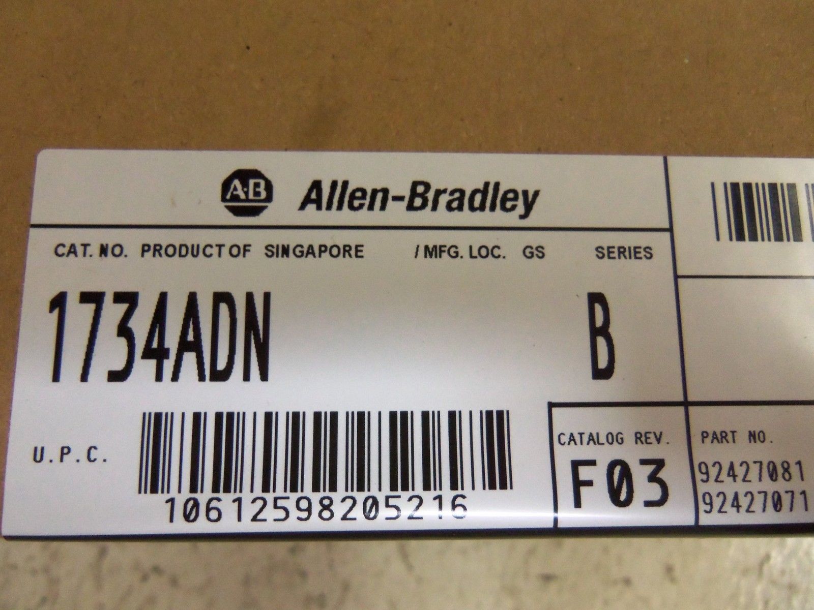 ALLEN BRADLEY 1734-ADN SER. B F/W 3.003 DATE: 2012 NSFS