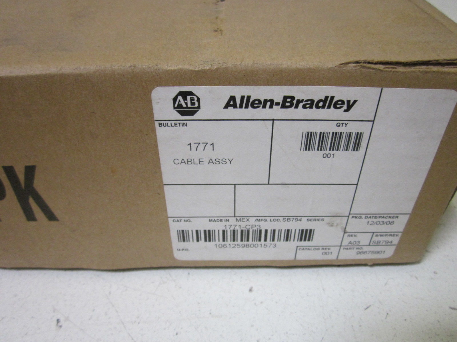 ALLEN BRADLEY 1771-CP3 CABLE ASSY NSMP