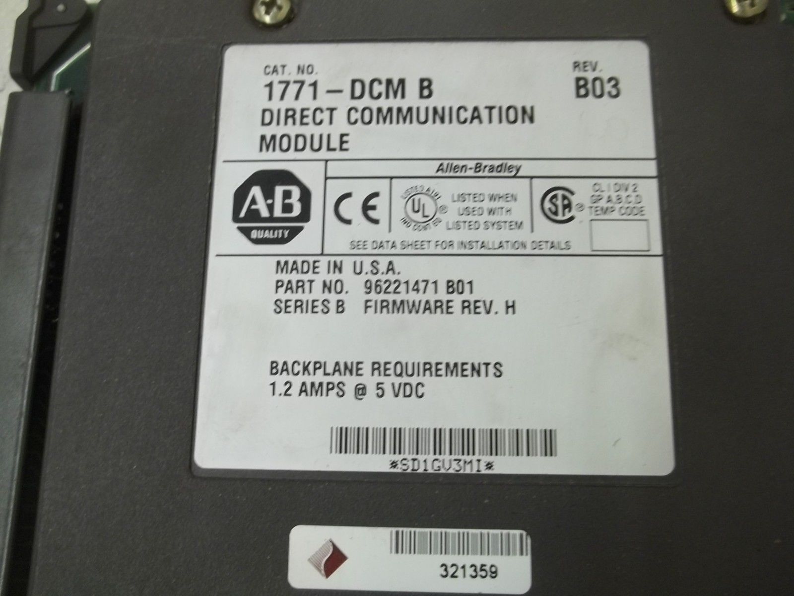 ALLEN BRADLEY 1771-DCM SER. C DIRECT COMMUNICATION MODULE NSNP