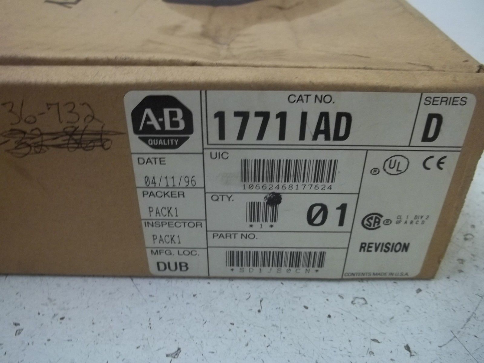 ALLEN BRADLEY 1771-IAD SER. D DATE: 1996 NSFS