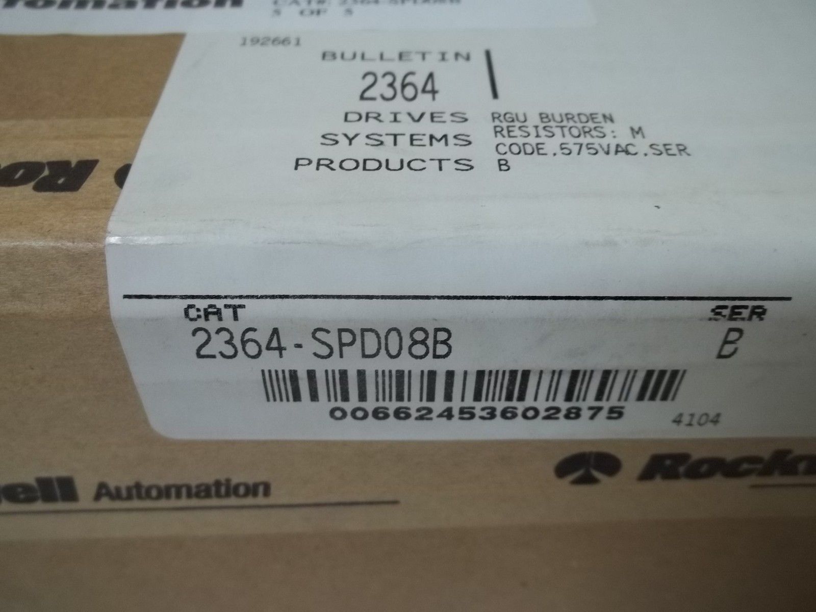 ALLEN  BRADLEY 2364-SPD03A SER. A RGU BURDEN RESISTORS NSFS