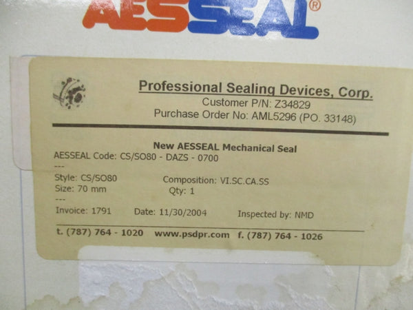 AESSEAL CS/SO80-DAZS-0700 NSMP