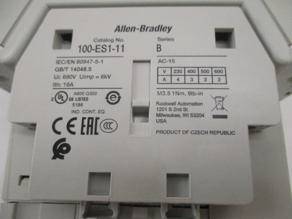 ALLEN BRADLEY 100-E146KD11 SER. B 100-250VAC/DC 225A (BR/WH) NSMP