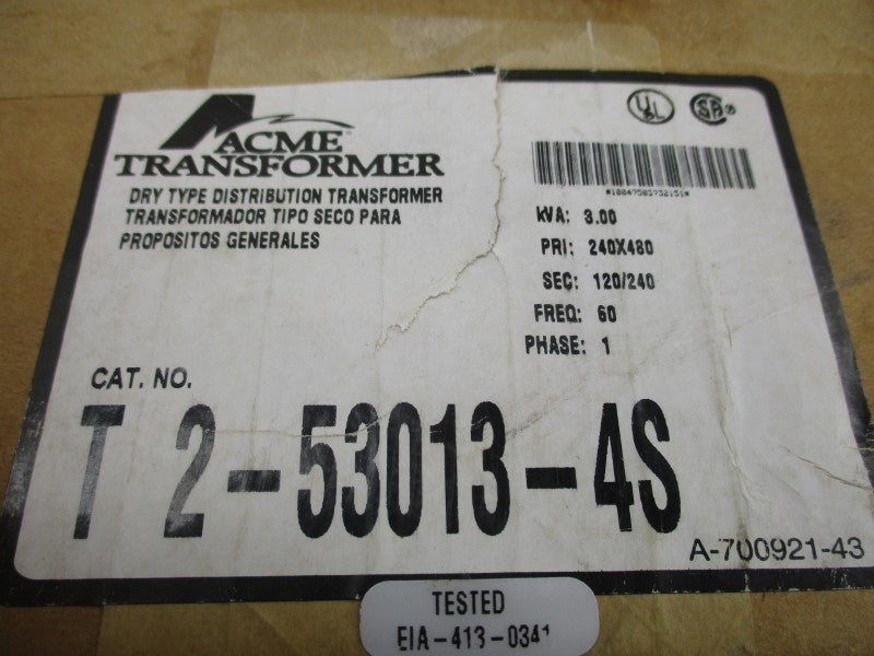 ACME TRANSFORMER T2-53013-4S NSFS