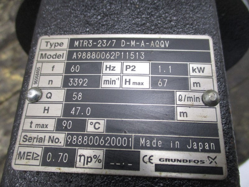 GRUNDFOS MTR3-23/7D-M-A-AQQV A98880062P11513 380V 2.38A NSNP
