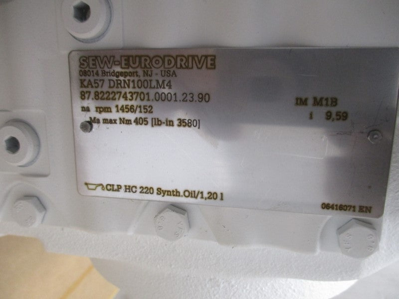 SEW-EURODRIVE KA57DRN100LM4 254-266/440-460V 7.40/4.30A NSNP