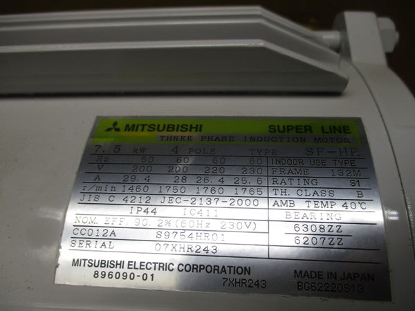 MITSUBISHI ELECTRIC SF-HR7.5KW4P 200/230V 29.4/25.6A NSMP