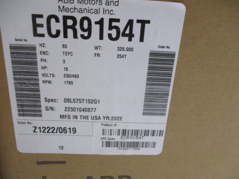 BALDOR ECR9154T 230/460V 37.2/18.6A NSMP