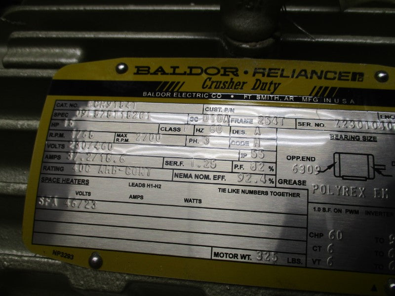 BALDOR ECR9154T 230/460V 37.2/18.6A NSMP
