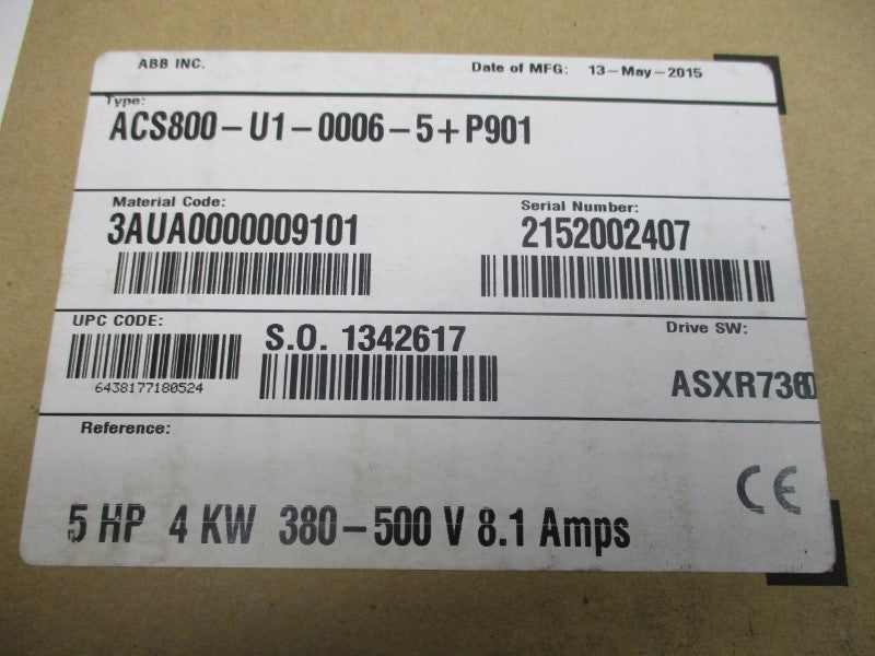 ABB ACS800-U1-0006-5+P901 380-500V 8.1A NSFS