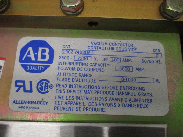 ALLEN BRADLEY 1502-V4DBDA-1 SER. D 2500-7200V 400A NSMP
