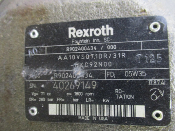 REXROTH R902400434 AA10VS071DR/31R-PKC92N00 NSNP
