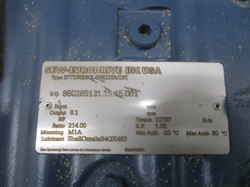 SEW-EURODRIVE S77DRE90L4BE2HR/DH 230/460V 5.7/2.85A NSMP