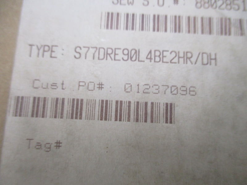 SEW-EURODRIVE S77DRE90L4BE2HR/DH 230/460V 5.7/2.85A NSMP