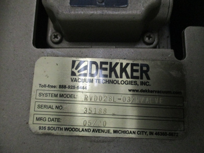 DEKKER RVD028L-03/WVALVF 200-300/346-520V 6.2-6.9/3.6-4.0A NSNP