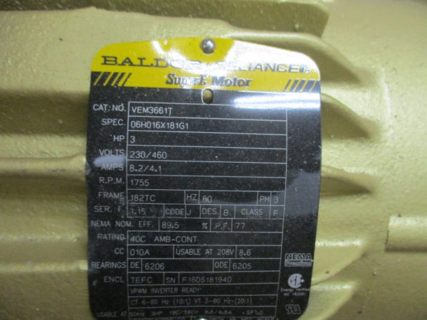 BALDOR VEM3661T 230/460V 8.2/4.1A NSMP