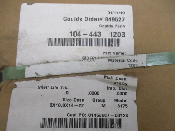 GOULDS SIDEPLATE 3175 8X10/8X14-22 NSFS