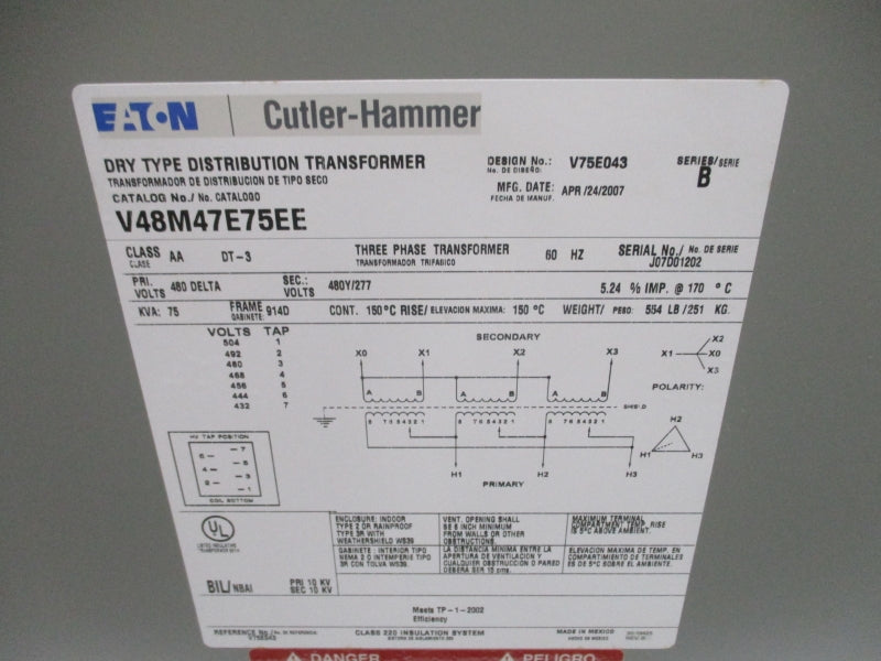 EATON V48M47E75EE 75 KVA 480 DELTA SER. B 504V NSNP