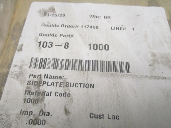 GOULDS SIDEPLATE SUCTION 3175 8X10, 8X14-22 NSMP