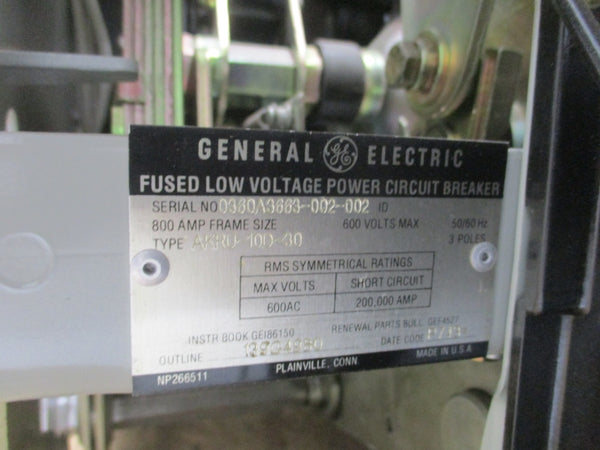 GENERAL ELECTRIC AKRU-10D-30 LSI TRIP UNIT A208LSIG 600VAC 800A NSNP