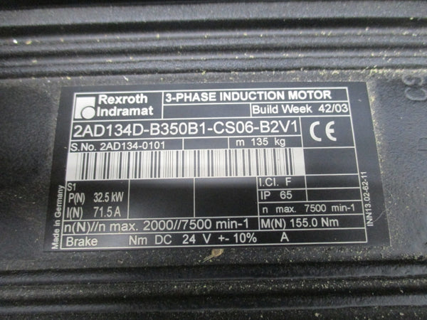 INDRAMAT 2AD134D-B350B1-CS06-B2V1 24VDC 71.5A NSNP