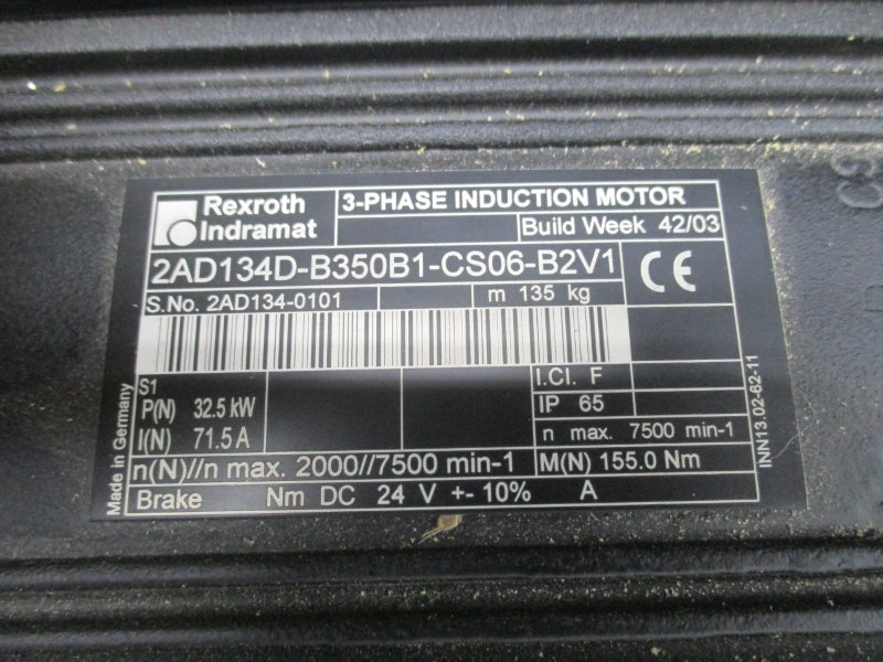 INDRAMAT 2AD134D-B350B1-CS06-B2V1 24VDC 71.5A NSNP