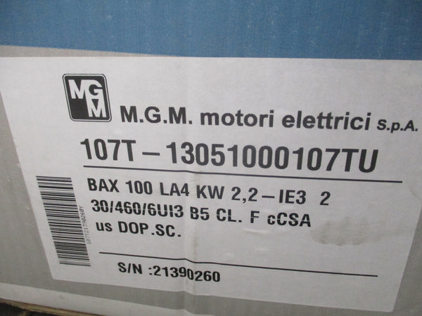 M.G.M. MOTORI 107T-13051000107TU BAX 100 LA4 200/230V 9.6/8.6A NSMP