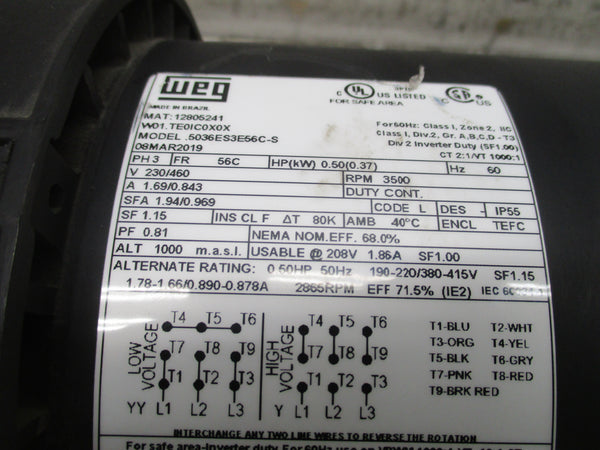 CINCINNATI FAN PB-9 10217A2765 230/460V 1.69/0.843A NSNP