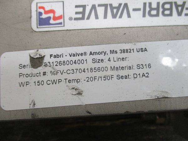 FABRI-VALVE %FV-C3704185600 4" 150PSI NSNP