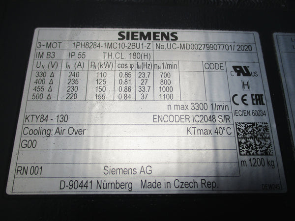 SIEMENS 1PH8284-1MC10-2BU1-Z 500V 240A NSNP
