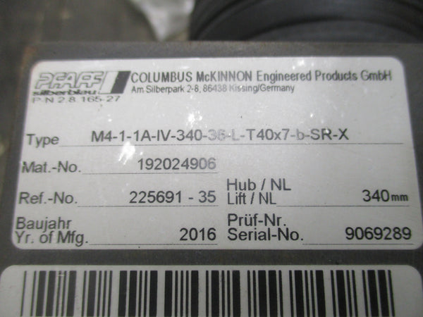PFAFF COLUMBUS MCKINNON M4-1-1A-IV-340-36-L-T40X7-B-SR-X 192024906 NSNP