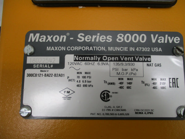MAXON SERIES 8000 300C8121-BA22-B2A01 SER. 8000 120VAC 70-100PSI NSNP